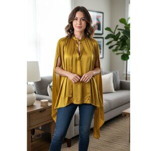 Christian Wijnants Draped Panels Blouse, Gold Size 40 Vogue Fall Resort